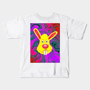 Trippy Yellow Bunny Kids T-Shirt